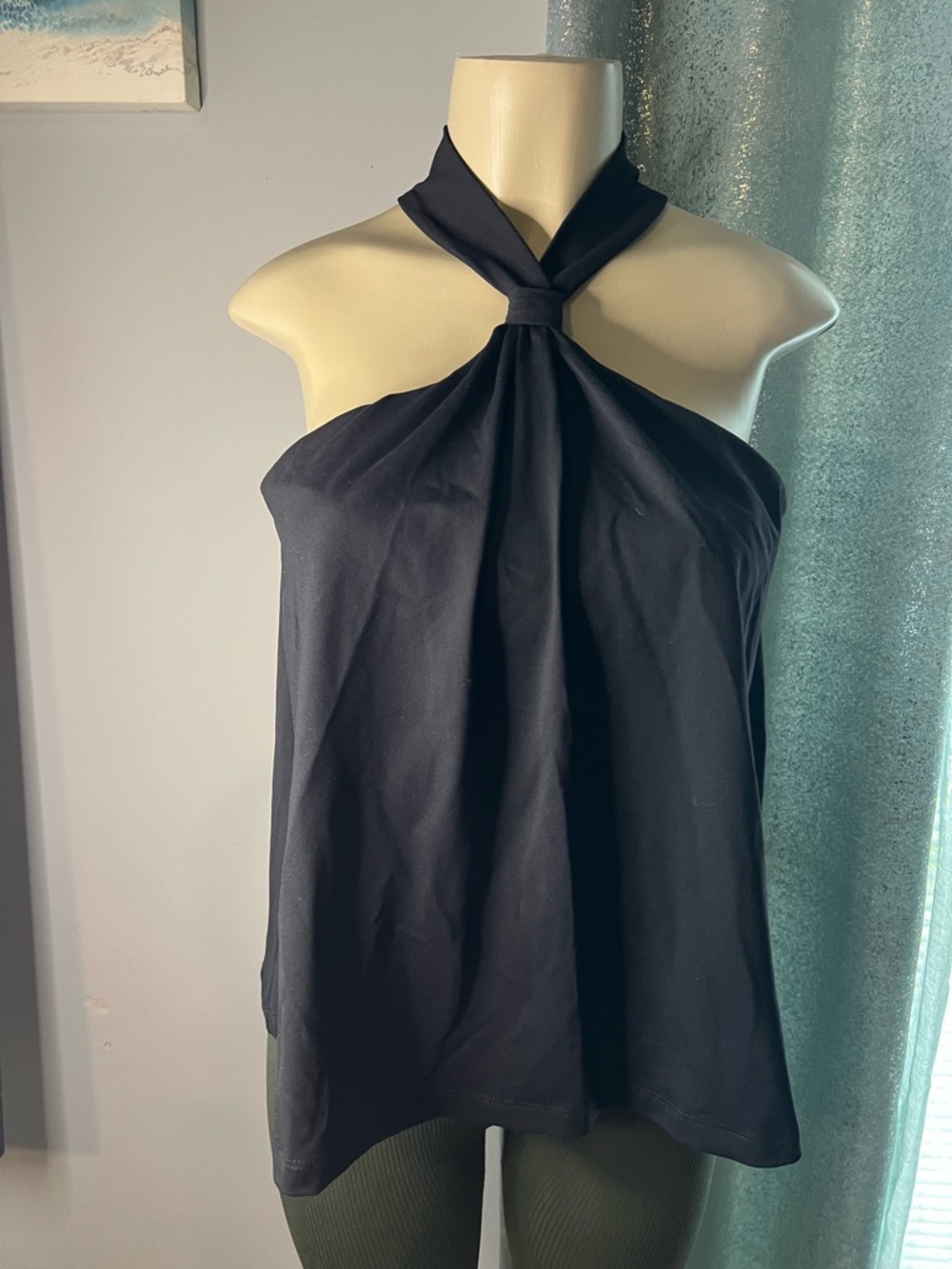 Susana Monaco Black Halter Tie-Neck Camisole